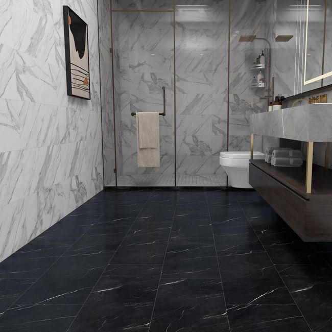 1867 Floors Evolution Azura Nero Marquina Luxury Vinyl Tile view 2