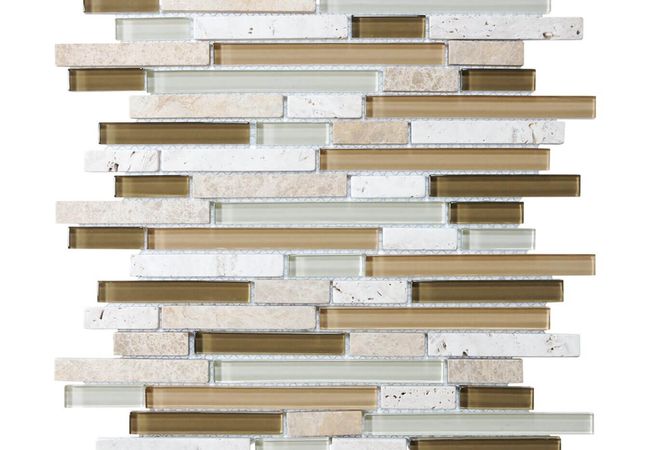 Anatolia Tile Bamboo Glass Stone Random Strip Mosaic