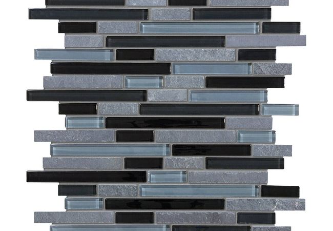 Anatolia Tile Black Timber Linear Blend Mosaic