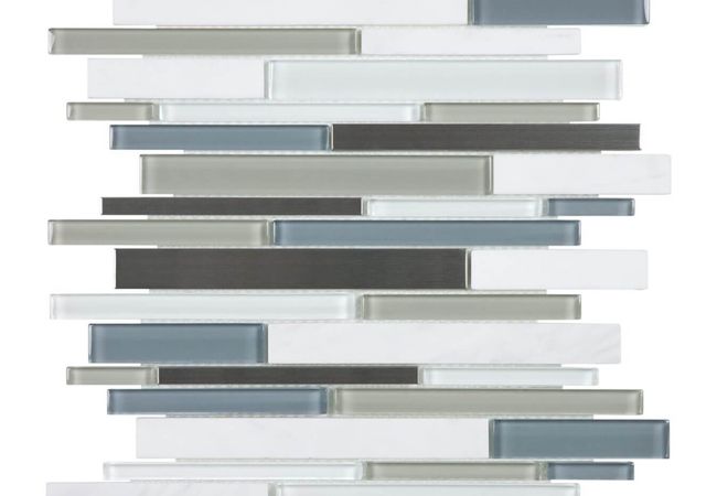 Anatolia Tile Nordic Storm Glass Stone Stainless Random Strip Mosaic
