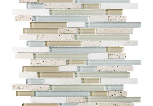 Anatolia Tile Spa Glass Stone Random Strip Mosaic