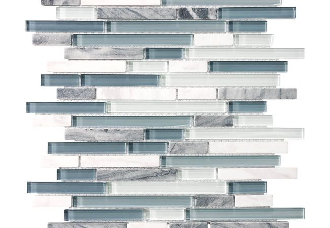 Anatolia Tile Waterfall Glass Stone Random Strip Mosaic