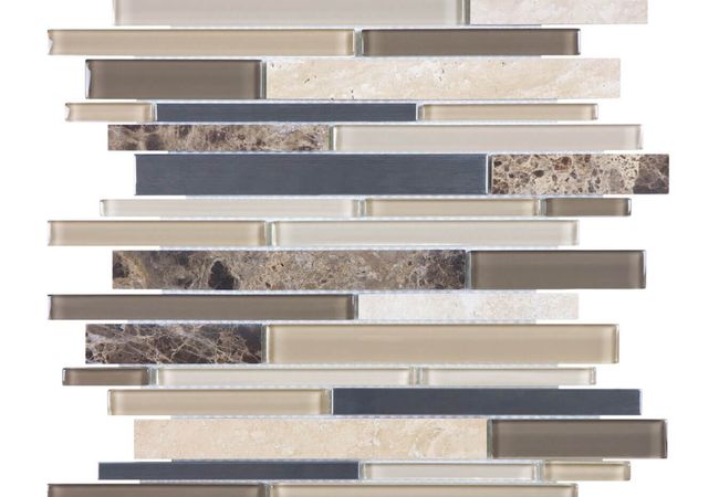 Anatolia Tile Woodland Park Stainless Random Strip Mosaic