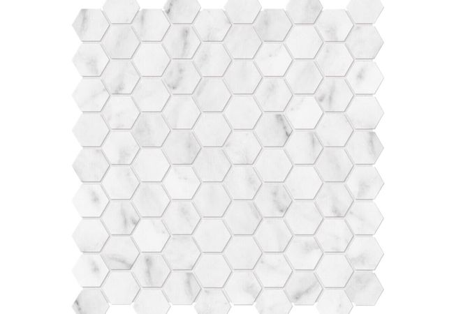 Anatolia Tile Bianco Venatino 1.25 Hexagon Mosaic Polished / Honed Marble