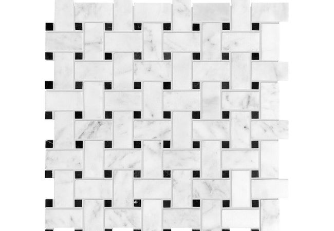 Anatolia Tile Bianco Venatino Basketweave Mosaic Polished / Honed Marble