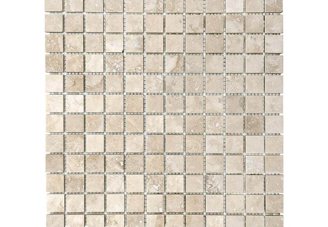 Anatolia Tile Ivory Travertine 1 x 1 Mosaic Filled & Honed Natural Stone