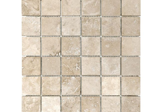 Anatolia Tile Ivory Travertine 2 x 2 Mosaic Filled & Honed Natural Stone