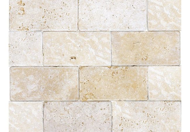 Anatolia Tile Ivory Travertine 3 x 6 Tumbled Natural Stone