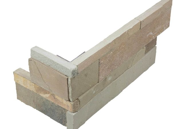 Anatolia Tile Ledgerstone African Dune 6 X 18 Assembled Corner Mosaic