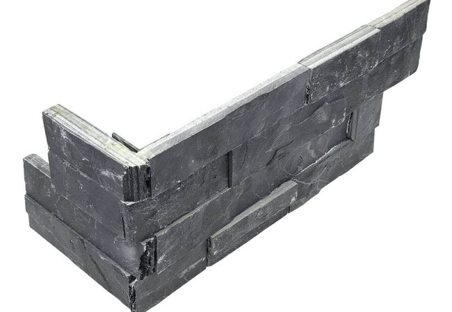 Anatolia Tile Ledgerstone Carbon 6 X 18 Assembled Corner Mosaic