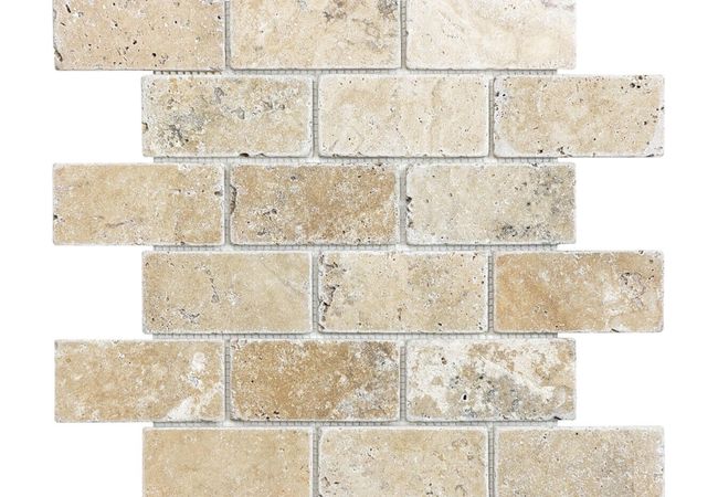 Anatolia Tile Picasso 2 x 4 Brick Mosaic Tumbled Natural Stone