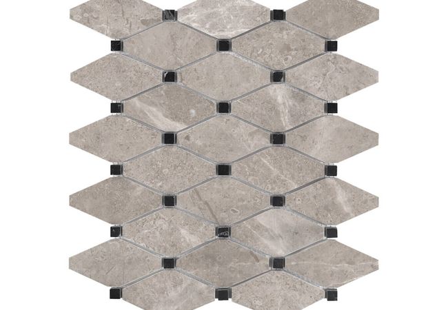 Anatolia Tile Ritz Gray Clipped Diamond Mosaic Polished / Honed Natural Stone