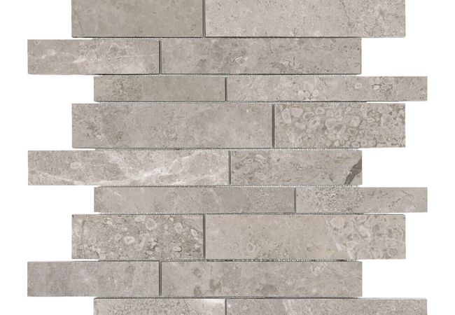 Anatolia Tile Ritz Gray Random Strip Mosaic Polished / Honed Natural Stone