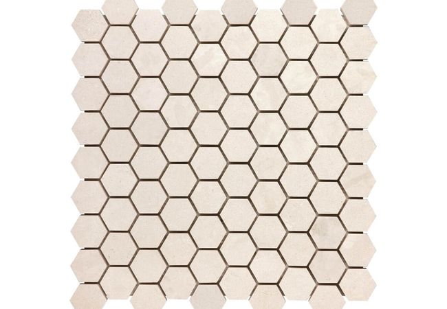 Anatolia Tile Serene Ivory 1.25 Hexagon Mosaic Honed Natural Stone