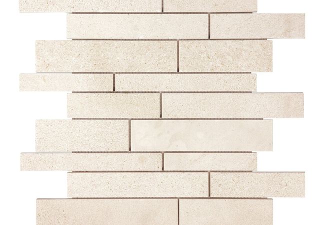 Anatolia Tile Serene Ivory Random Strip Mosaic Honed Natural Stone
