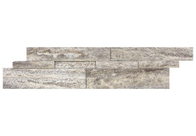 Anatolia Tile Silver Ash Travertine 6 x 24 Cubic Wall Panel Honed Natural Stone