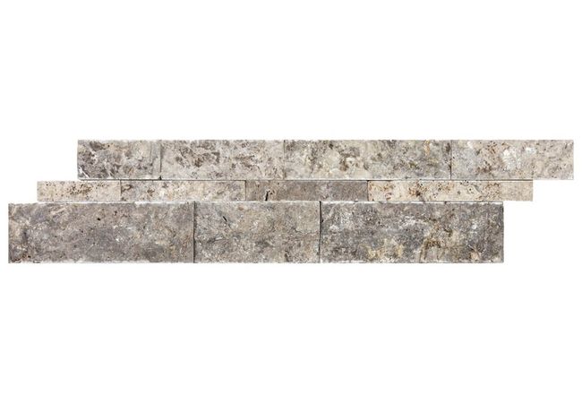 Anatolia Tile Silver Ash Travertine 6 x 24 Split Face Panel Natural Stone