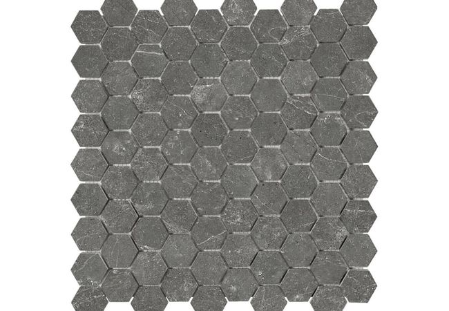 Anatolia Tile Stark Carbon 1.25 Hexagon Mosaic Polished Natural Stone