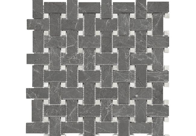 Anatolia Tile Stark Carbon Basketweave Mosaic Polished Natural Stone