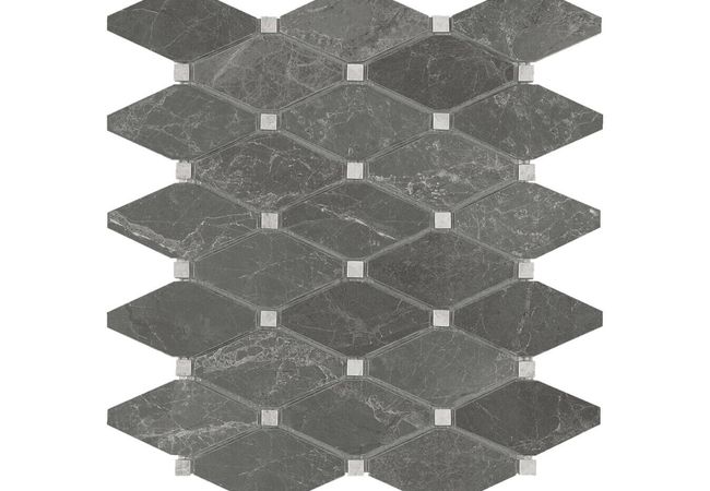 Anatolia Tile Stark Carbon Clipped Diamond Mosaic Polished Natural Stone