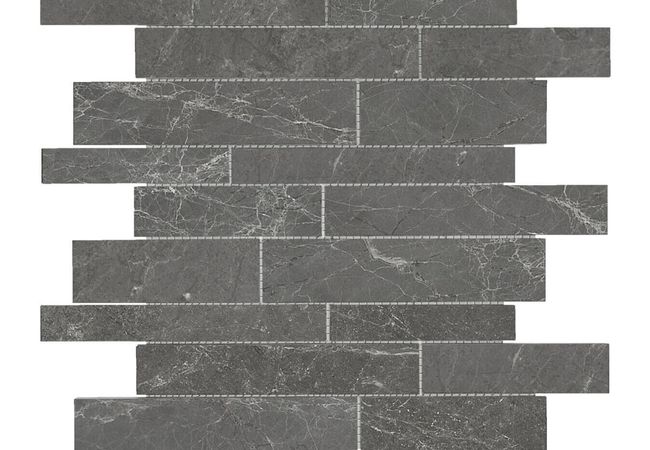 Anatolia Tile Stark Carbon Random Strip Mosaic Polished Natural Stone