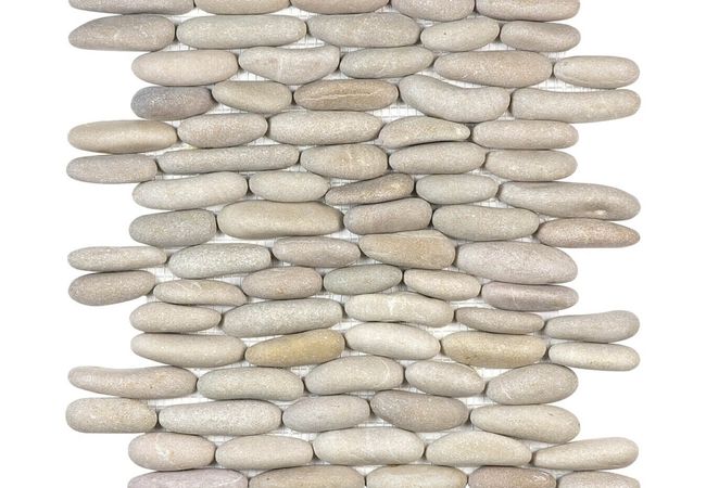 Anatolia Tile Zen Driftwood Tan Stacked Pebble Mosaic Matte