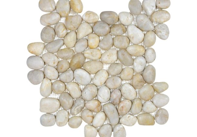 Anatolia Tile Zen Fiji Cream Natural Pebble Mosaic Matte