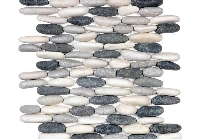 Anatolia Tile Zen Tranquil Cool Blend Stacked Pebble Mosaic Matte