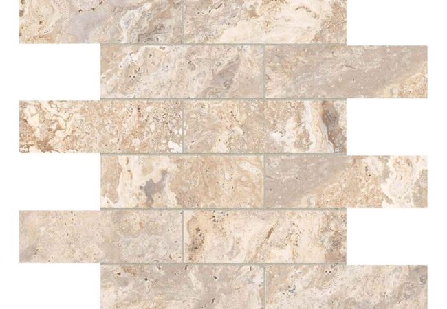 Anatolia Tile Antico Ivory Porcelain 2 x 6 Brick Mosaic Matte