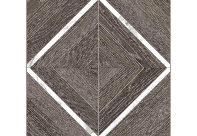 Anatolia Tile Antico Walnut Porcelain Marquetry w/ Statuario Mosaic Matte