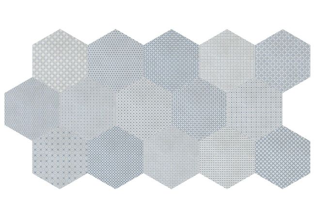 Anatolia Tile Denim Porcelain 8.5 In Hexagon Blend Pressed Matte