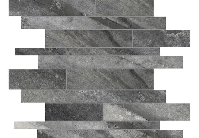 Anatolia Tile Evolution Carbon Porcelain Random Strip Mosaic Matte