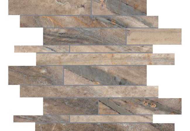 Anatolia Tile Evolution Earth Porcelain Random Strip Mosaic Matte