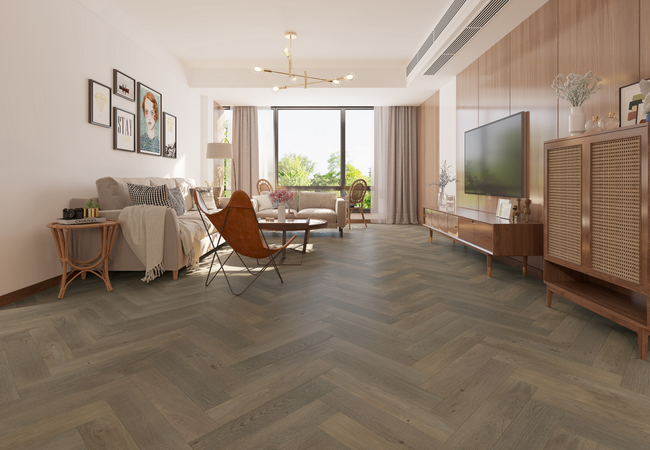 Biyork Floors Nouveau 7 Bespoke European Oak Herringbone Barcelona Noon view 2