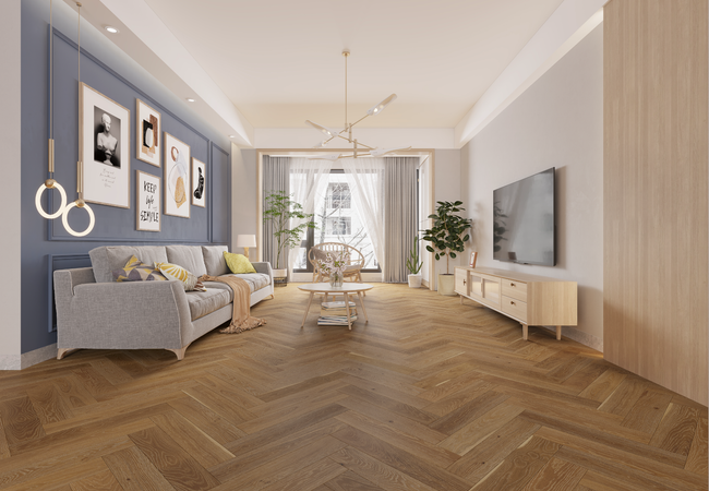 Biyork Floors Nouveau 7 Bespoke European Oak Herringbone Forest Grotto view 2