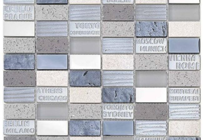 Ciot Tile Cities Wall Mosaic Grey 1''x2''