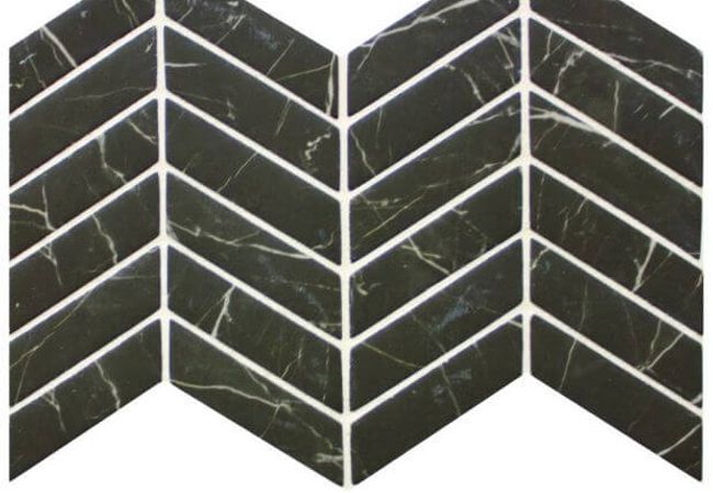 Ciot Tile Stone Glass Herringbone Marquina