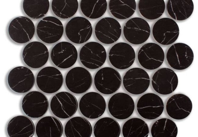 Ciot Tile Stone Glass Loonie 2 Round Marquina