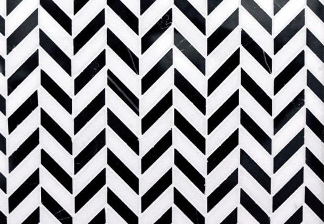 Ciot Tile Mini Chevron Nero Marquina / White Thassos Polished
