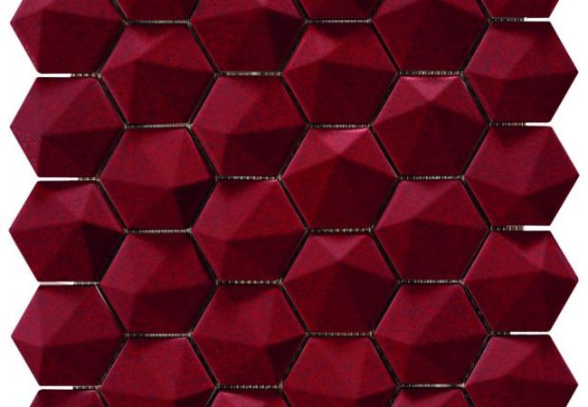 Ciot Tile 2.5'' 3Dhex Mos. Rubi Glossy