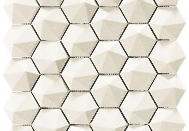 Ciot Tile 2.5'' 3Dhex Mos. Snow White Sat.