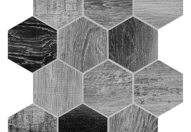 Ciot Tile Barn Wood Mix Esagona Grey 4''