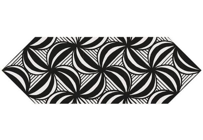Ciot Tile Kite Losanga Patchw. B&W Matt Random Patterns 4''x12''