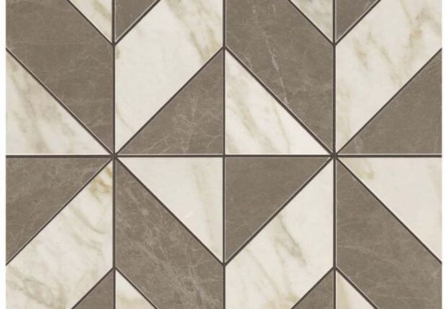 Ciot Tile Marvel Edge Gris Calacatta Mosaico Cubes Lap. Rt. 14 3/8''x14 3/8''