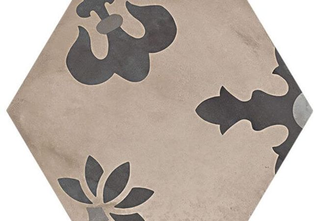 Ciot Tile Terra Esagono Decoro Giglio F 8.5''x10''