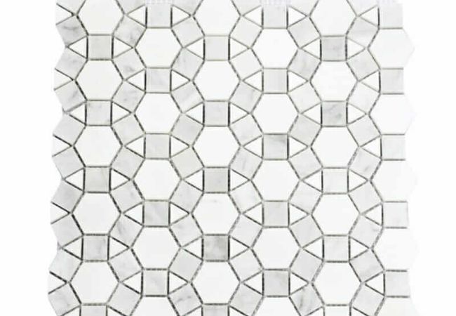 DZN 17stm037 Polished Ariston and Carrara White Flower Mosaics