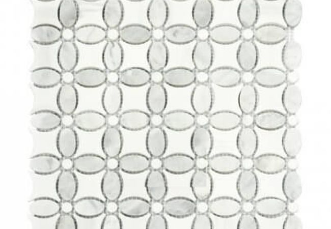 DZN 20stm037 Polished Ariston and Carrara White Flower Mosaics