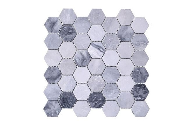 DZN 2HEX62 Stormy Gray 2 Inch Hexagon Marble Mosaics