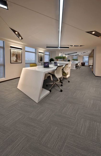 Fuzion Flooring Canmore Carpet Tile Nylon Smooth Sand view 2
