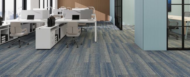 Fuzion Floors Alexandria Carpet Tile Mill Pond Mist view 2